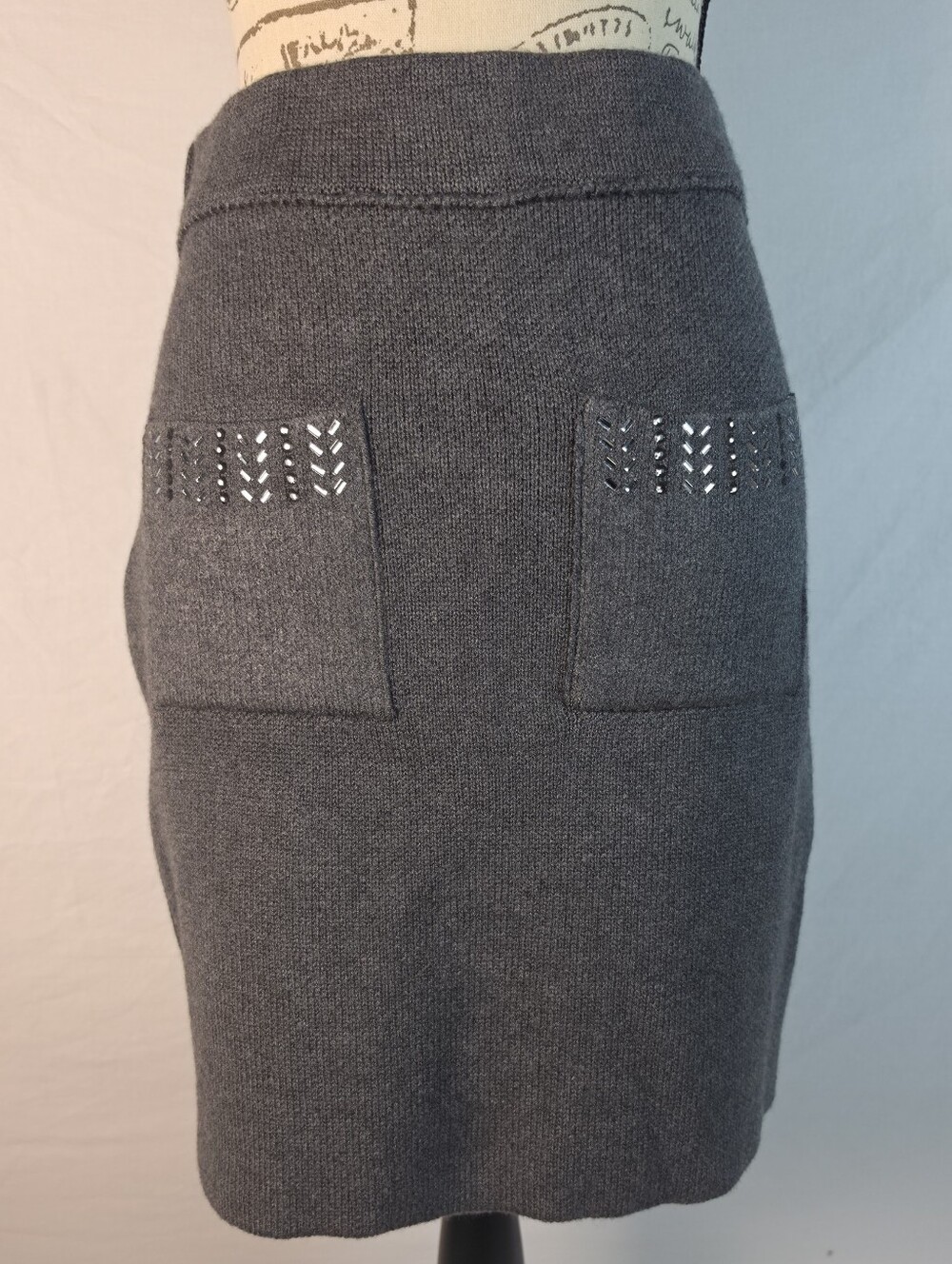 NWT Anthropologie Pilcro Knit Mini Skirt Rhinestone Embellished Pockets - Small